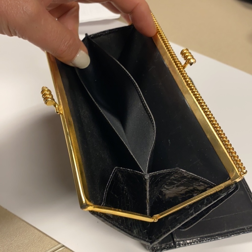 Judith Leiber Black Python Long Clutch Wallet - image 5